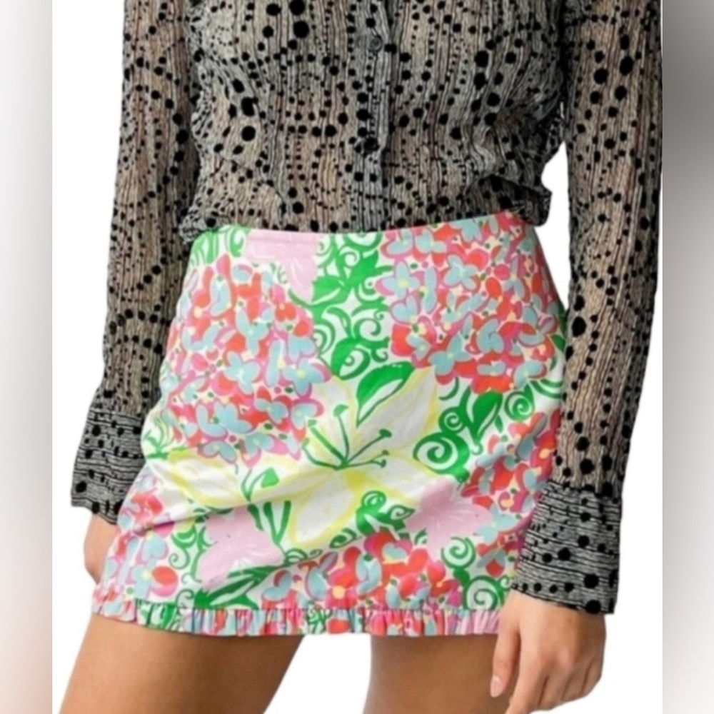 Lilly Pulitzer Multicolor Mariposa Callie Floral Mini Skirt Pink Blue Green prep